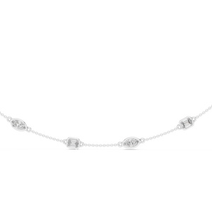 White gold lab grown diamond station necklace, close-up detail