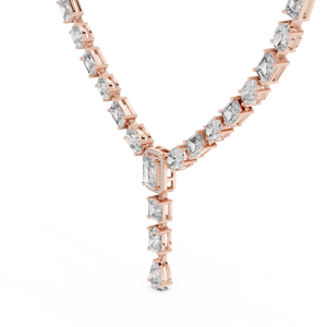 Rose gold mixed cut lab grown diamond statement necklace, full view