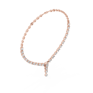 Rose gold lab grown diamond Y-drop necklace, articulated diamond drop detail