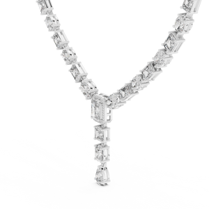 White gold mixed cut lab grown diamond statement necklace, full view