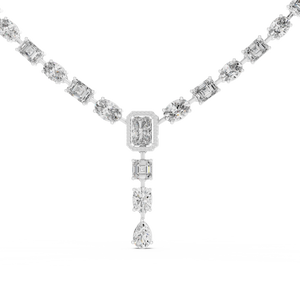 White gold mixed cut lab grown diamond statement Y-drop necklace