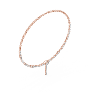 Rose gold lab grown diamond tennis Y-necklace, side view