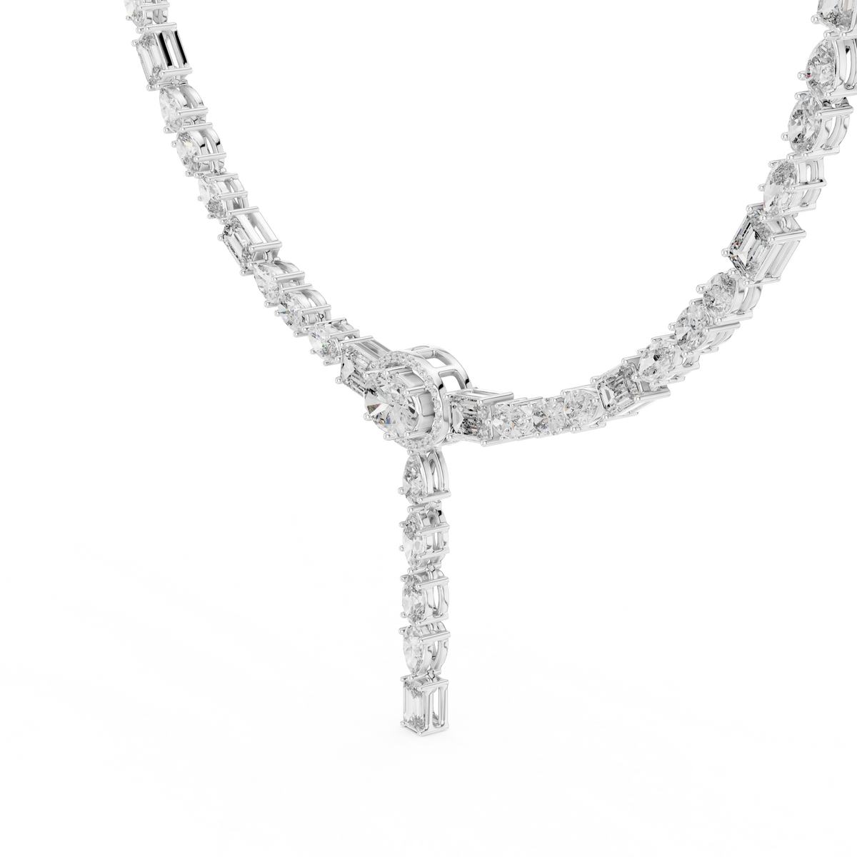White gold 14.27 CTW lab grown diamond tennis Y-necklace, front view