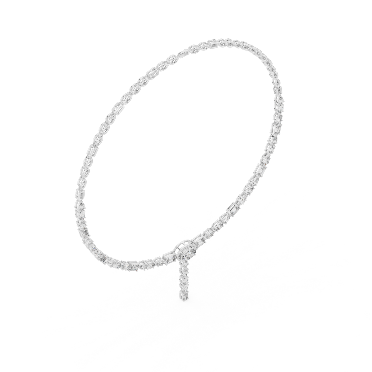 White gold lab grown diamond tennis Y-necklace, side view
