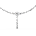 White gold lab grown diamond tennis Y-necklace, angled view