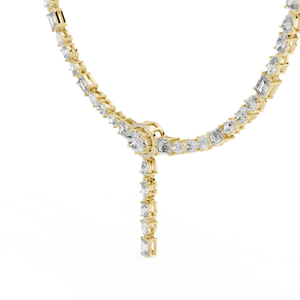 Yellow gold 14.27 CTW lab grown diamond tennis Y-necklace, front view