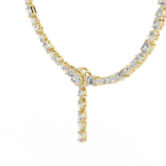 Yellow gold 14.27 CTW lab grown diamond tennis Y-necklace, front view