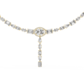 Yellow gold lab grown diamond tennis Y-necklace, angled view