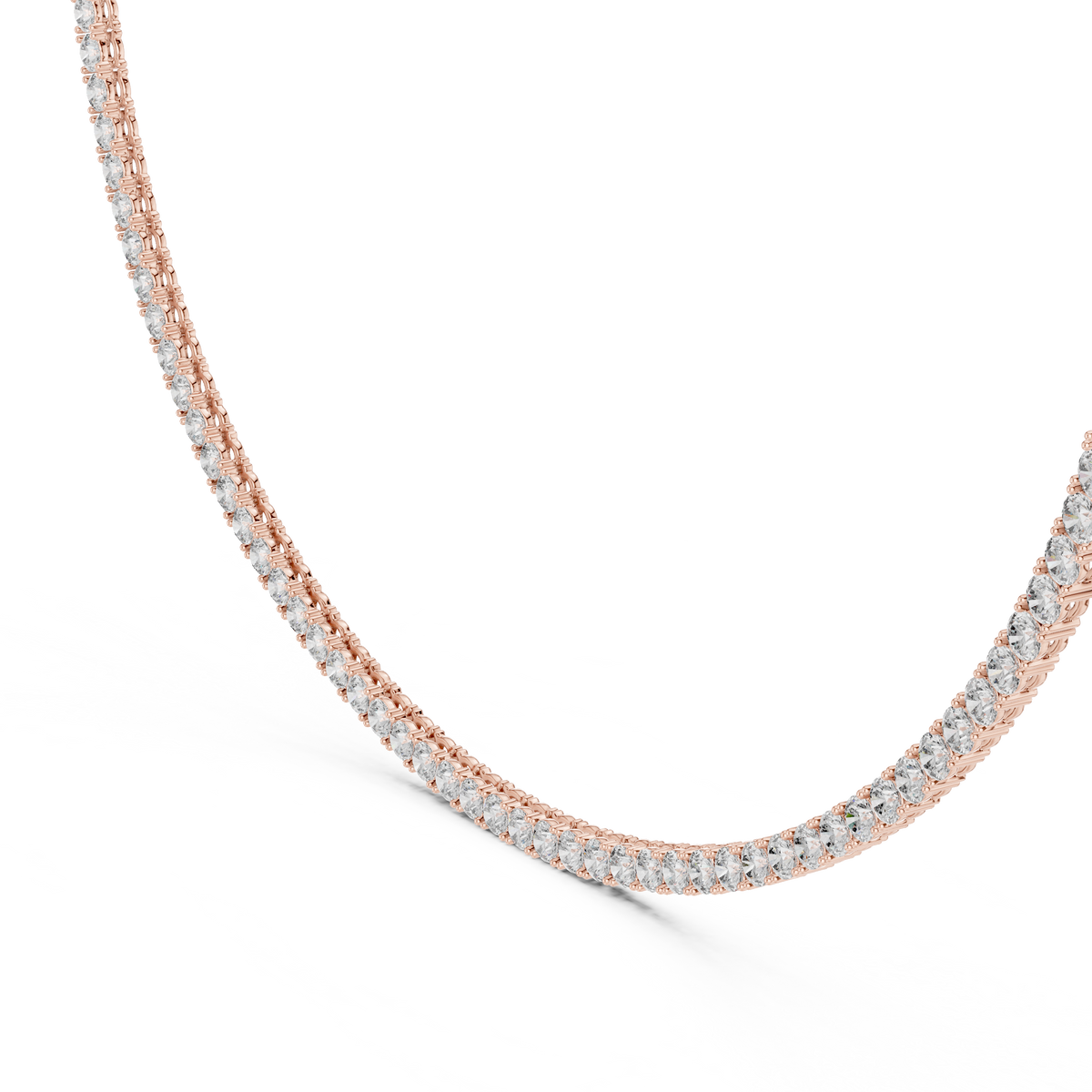 Rose gold 37.20 CTW lab grown diamond tennis necklace, front view
