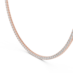 Rose gold 37.20 CTW lab grown diamond tennis necklace, front view
