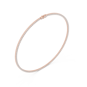 Rose gold lab grown diamond tennis necklace, side view