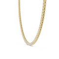 Yellow gold lab grown diamond tennis necklace, close-up view