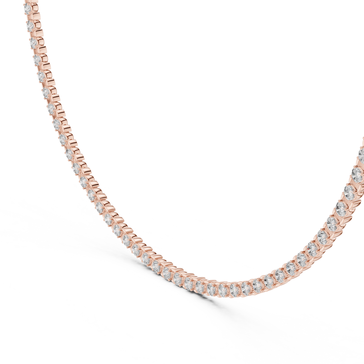 Rose gold 14.02 CTW lab grown diamond tennis necklace, front view