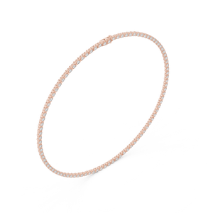Rose gold lab grown diamond tennis necklace, side view
