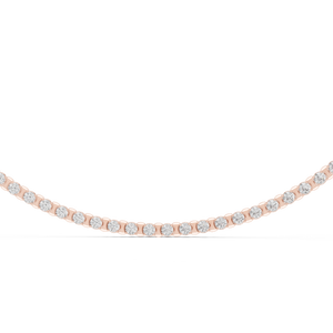 Rose gold lab grown diamond tennis necklace, angled view