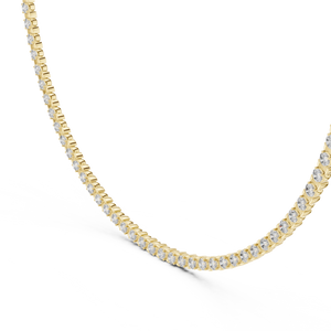 Yellow gold 14.02 CTW lab grown diamond tennis necklace, front view
