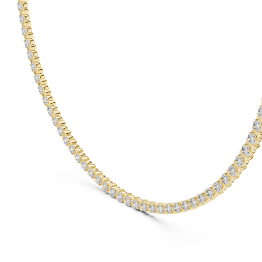 Yellow gold 14.02 CTW lab grown diamond tennis necklace, front view