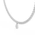 White gold 7.88 CTW lab grown diamond cluster necklace with pear drop, front view
