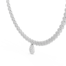 White gold 7.88 CTW lab grown diamond cluster necklace with pear drop, front view