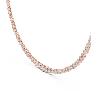 Rose gold 11.01 CTW graduated lab grown diamond bezel necklace, front view