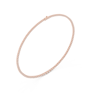 Rose gold graduated lab grown diamond bezel necklace, side view