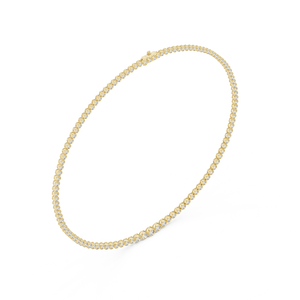 Yellow gold graduated lab grown diamond bezel necklace, side view