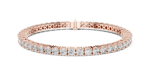 Rose gold 6.37 ct round cut lab grown diamond tennis bracelet, front view