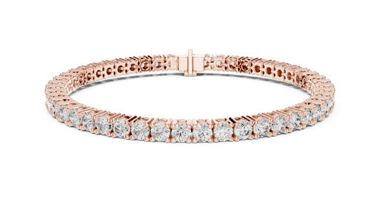 Rose gold 6.37 ct round cut lab grown diamond tennis bracelet, front view