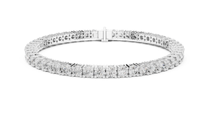 White gold 6.37 ct round cut lab grown diamond tennis bracelet, front view