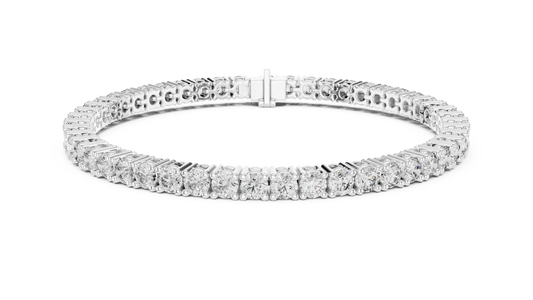 White gold 6.37 ct round cut lab grown diamond tennis bracelet, front view