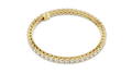 Yellow gold round cut lab grown diamond tennis bracelet, side view