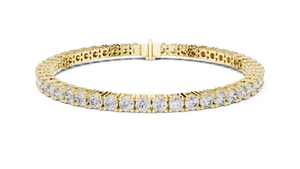 Yellow gold 6.37 ct round cut lab grown diamond tennis bracelet, front view
