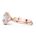 3.75 CT round lab grown diamond hidden halo engagement ring in rose gold, side view