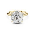 3.75 CT round lab grown diamond hidden halo engagement ring in yellow gold, front view