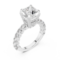 2 CT princess cut lab grown diamond engagement ring with pavé side stones in white gold, angled view