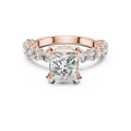 2 carat princess cut diamond engagement ring with round side stones in luxury setting