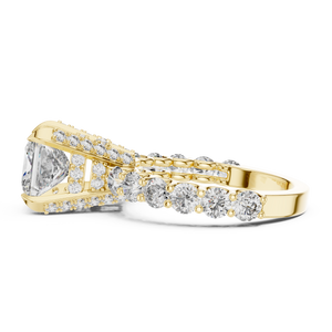 2 CT princess cut lab grown diamond engagement ring in yellow gold, side view