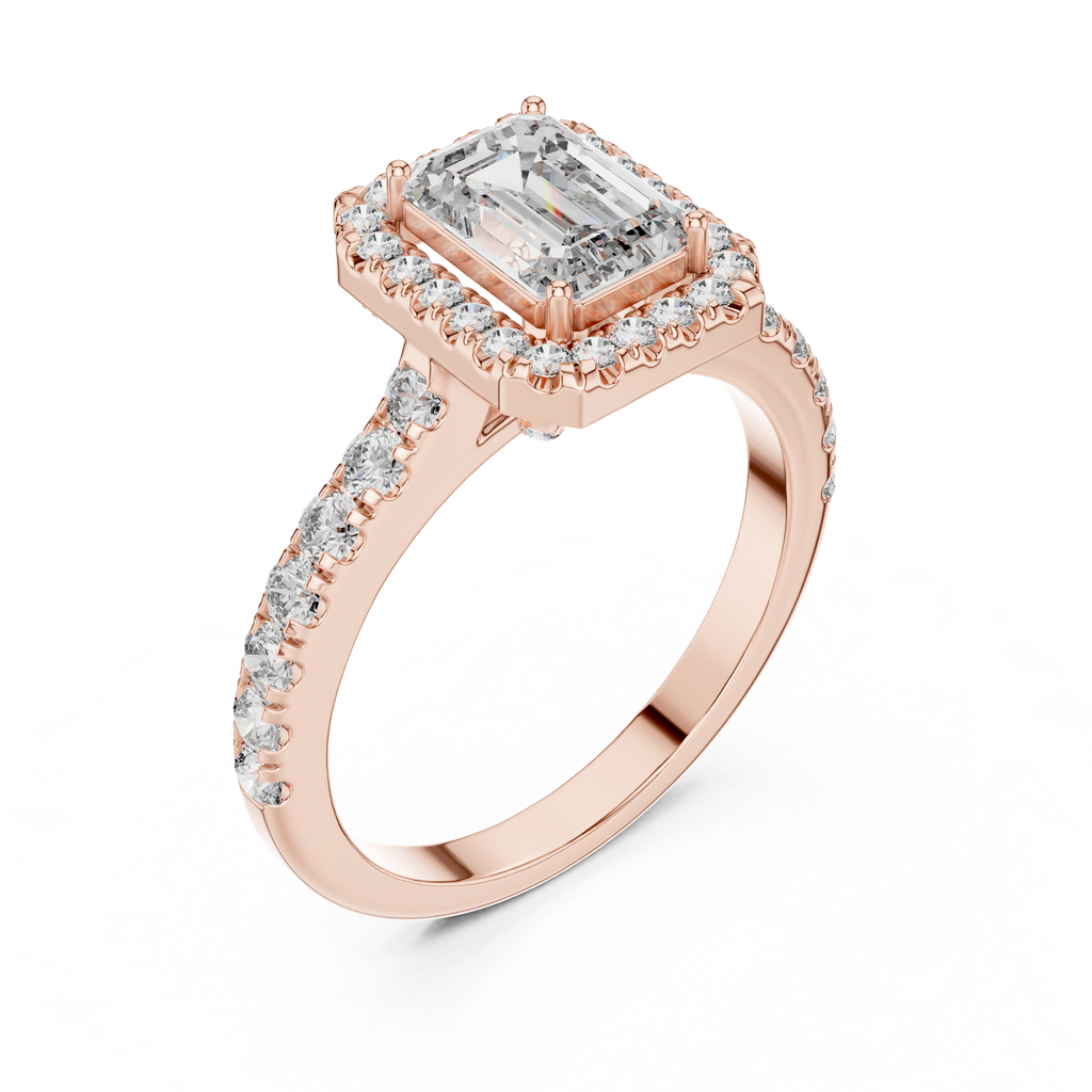 Emerald Cut Lab Grown Diamond Halo Ring