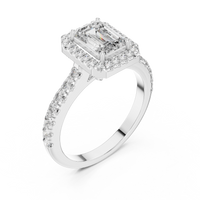 1 CT Emerald Cut Lab Grown Diamond Halo Engagement Ring