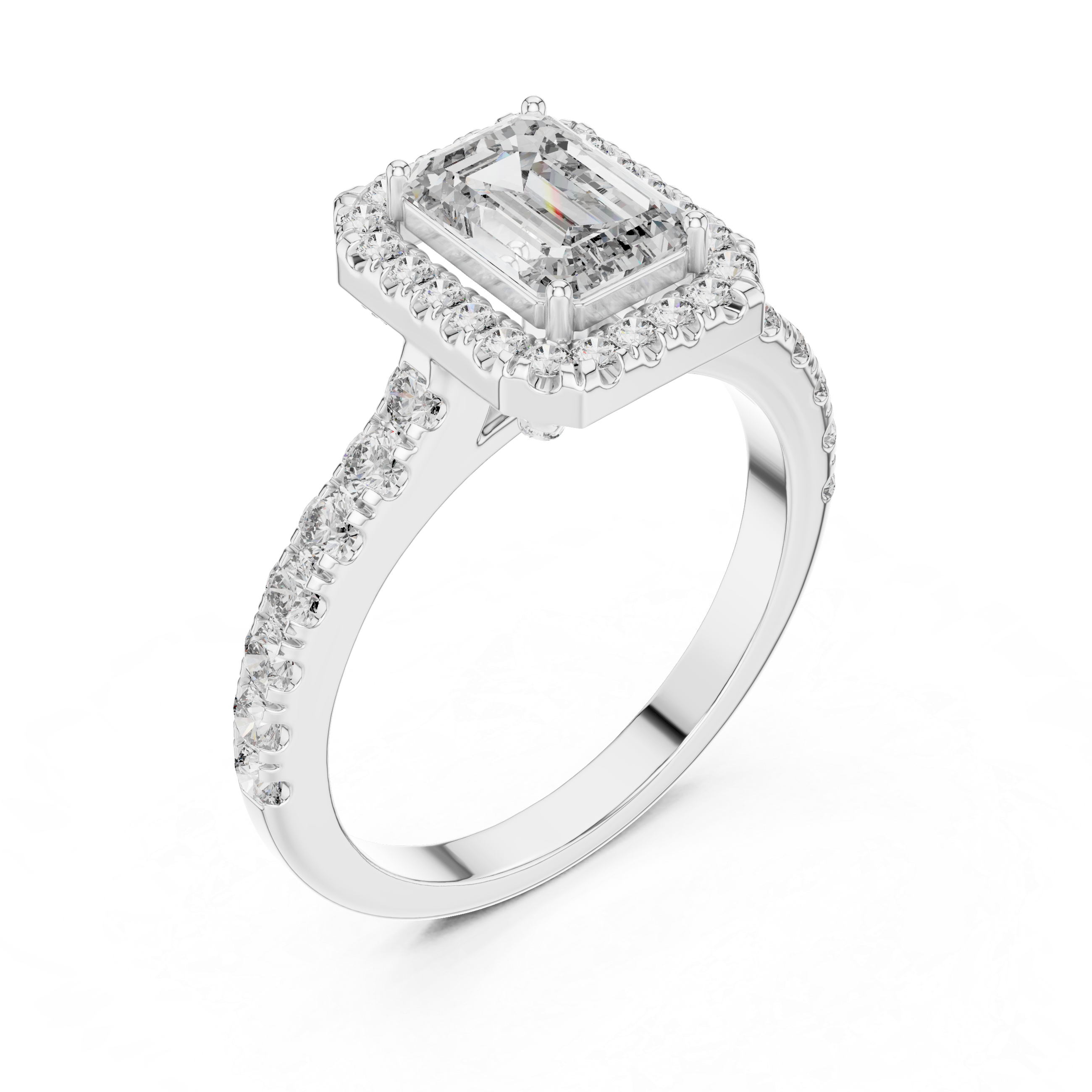 Emerald Cut Lab Grown Diamond Halo Ring
