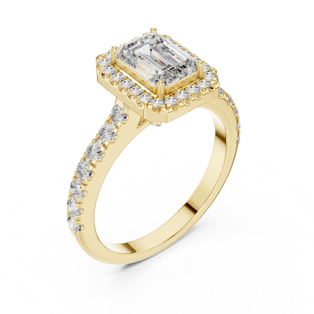 Emerald Cut Lab Grown Diamond Halo Ring