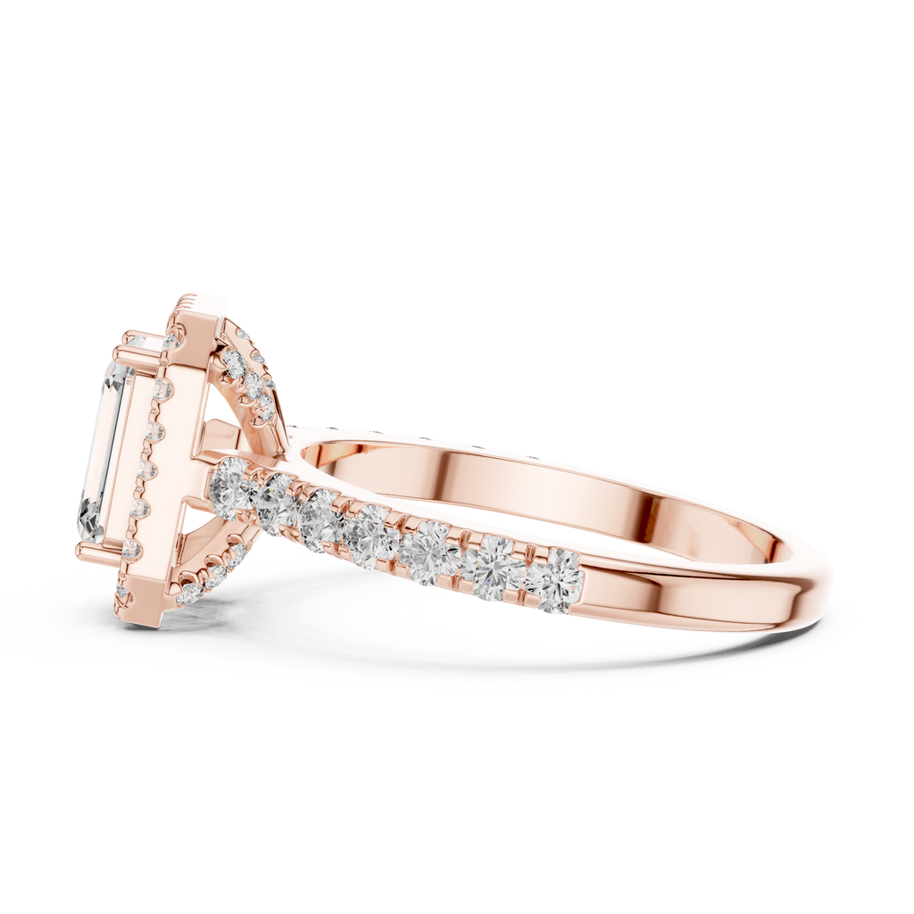 Emerald Cut Lab Grown Diamond Halo Ring