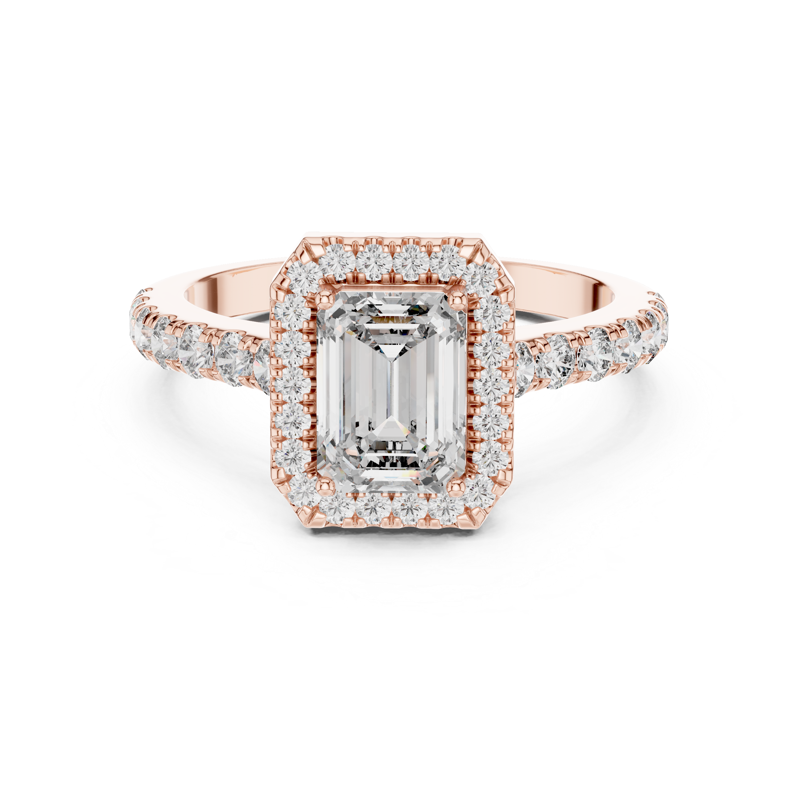 Emerald Cut Lab Grown Diamond Halo Ring