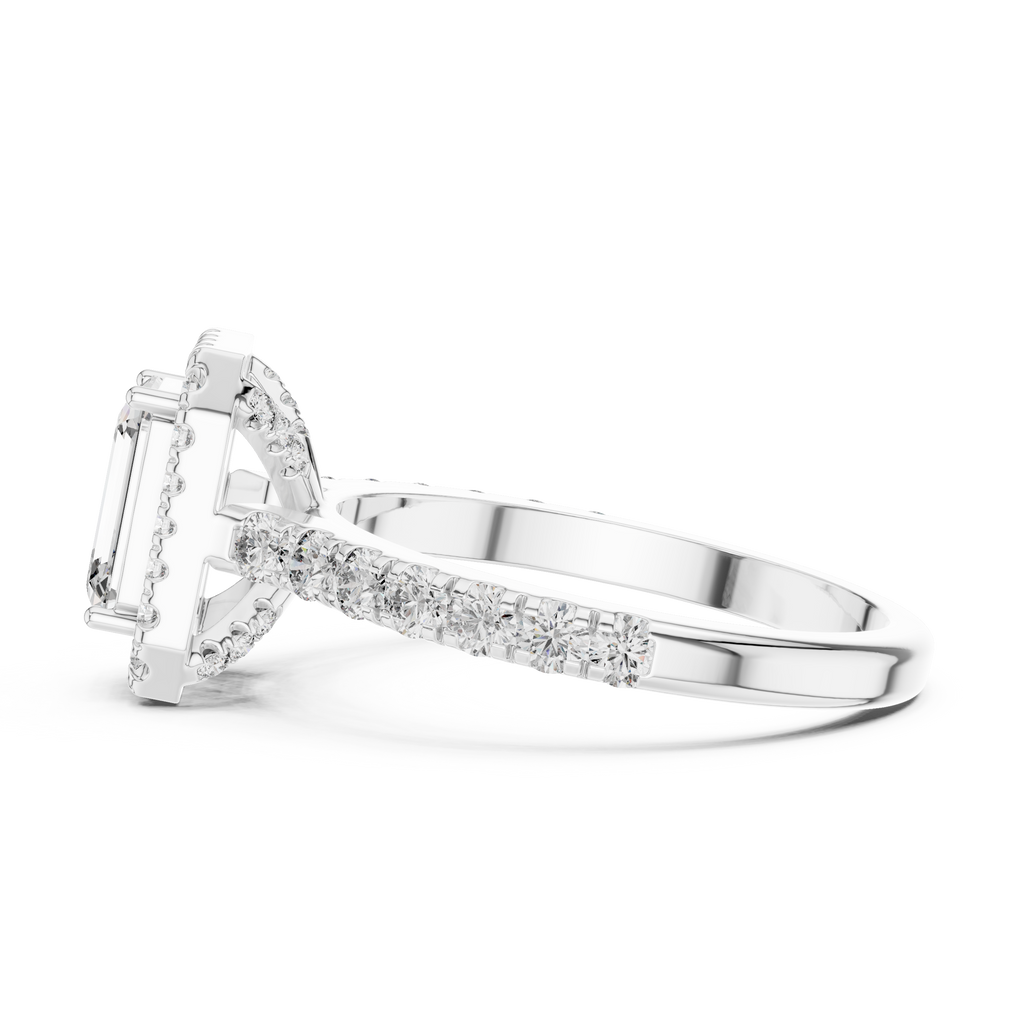 Emerald Cut Lab Grown Diamond Halo Ring