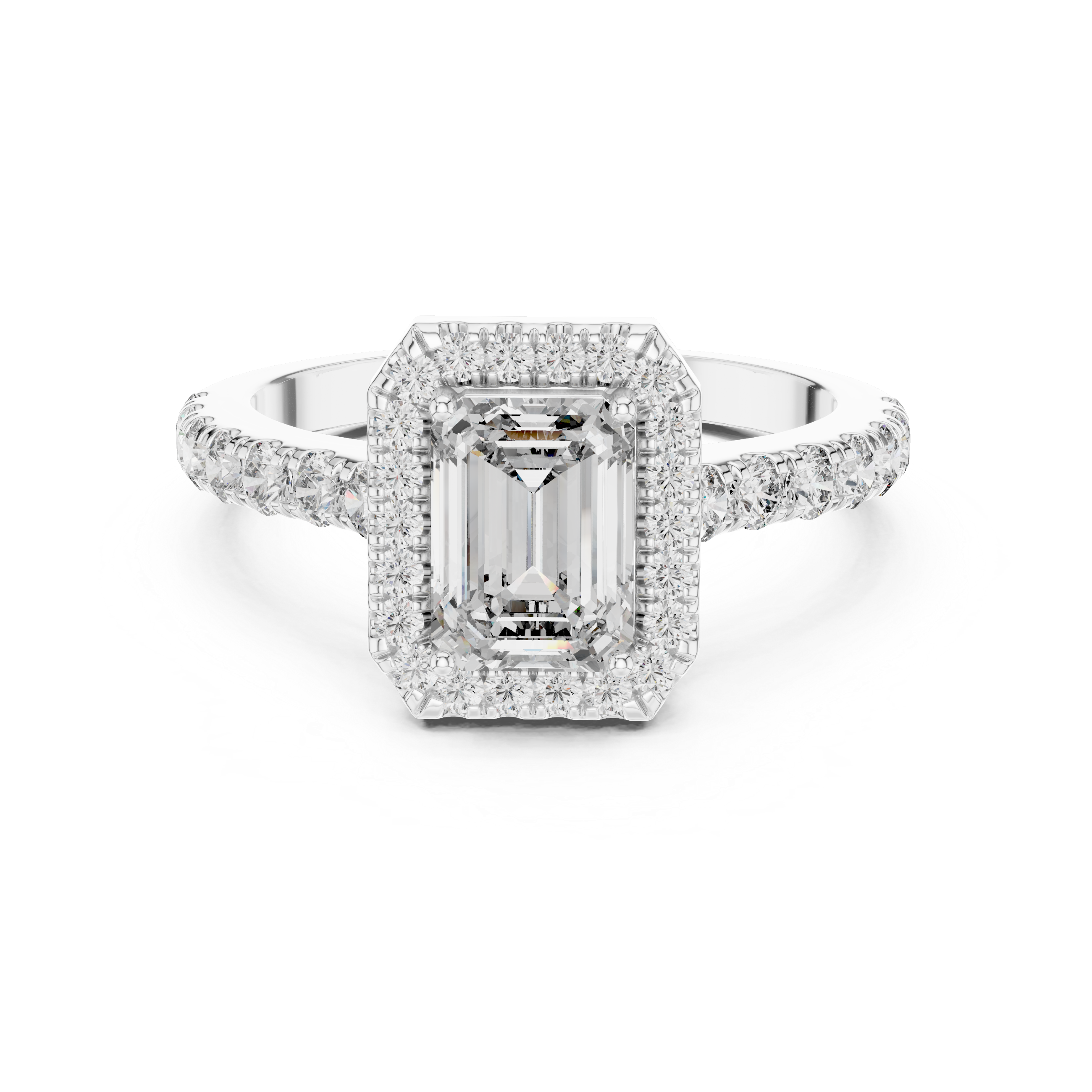 Emerald Cut Lab Grown Diamond Halo Ring