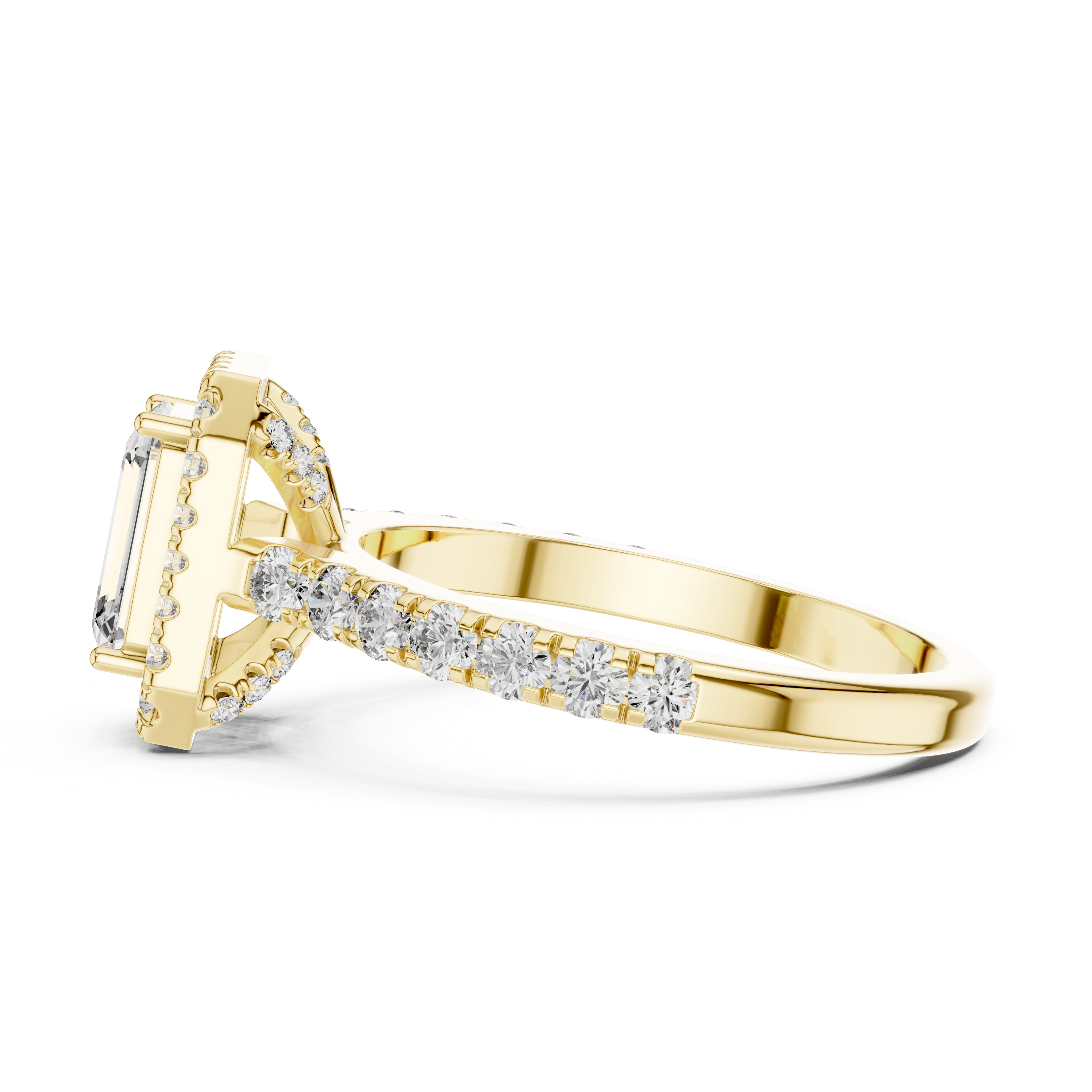Emerald Cut Lab Grown Diamond Halo Ring