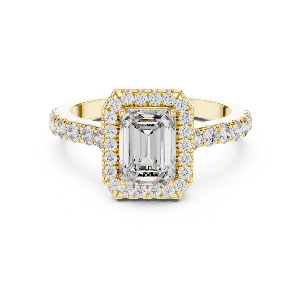 Emerald Cut Lab Grown Diamond Halo Ring