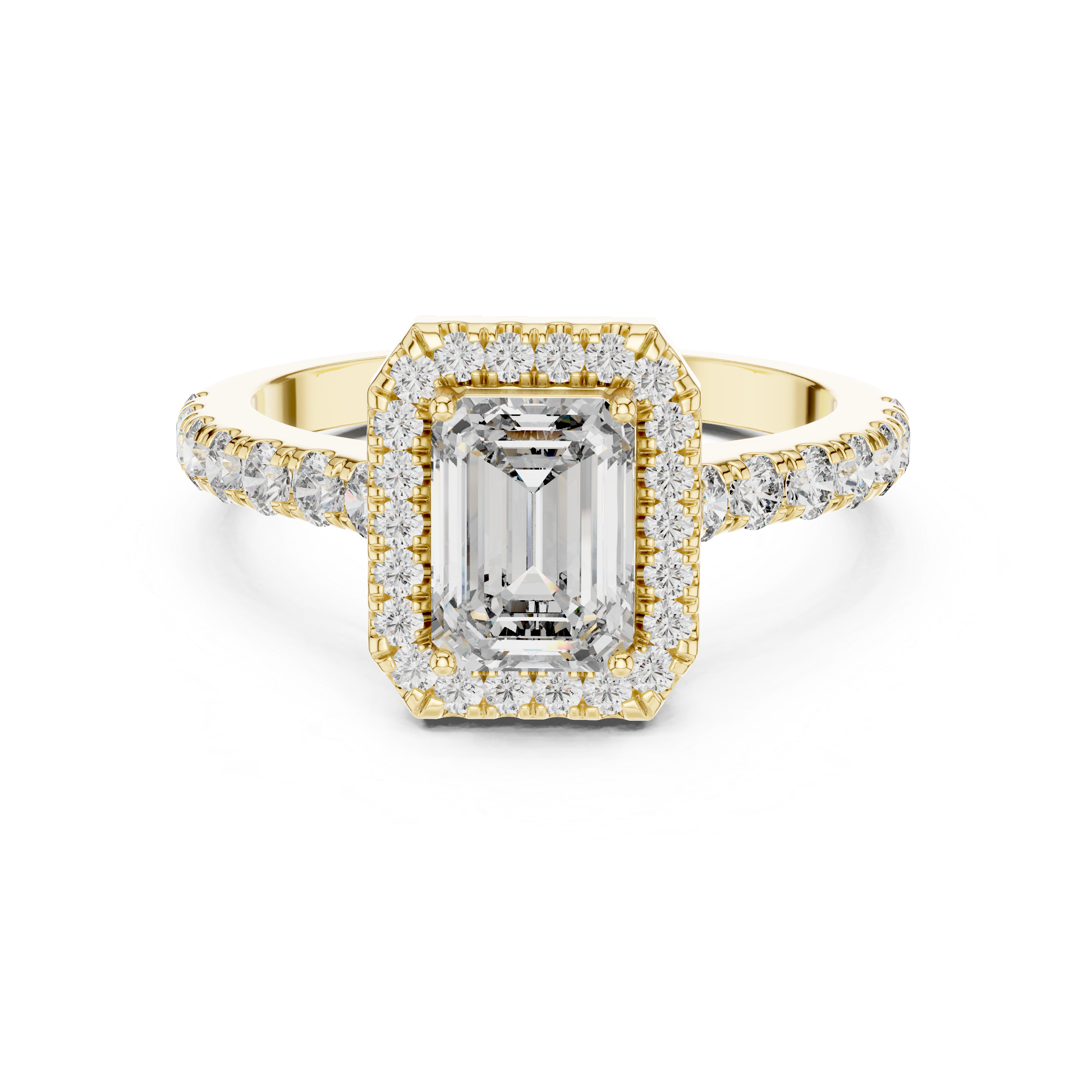 Emerald Cut Lab Grown Diamond Halo Ring