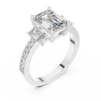 2.66 CTW Emerald Cut Lab Grown Diamond Three Stone Engagement Ring