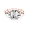 Three-Stone Emerald Cut Lab-Grown Diamond Ring in Rose Gold